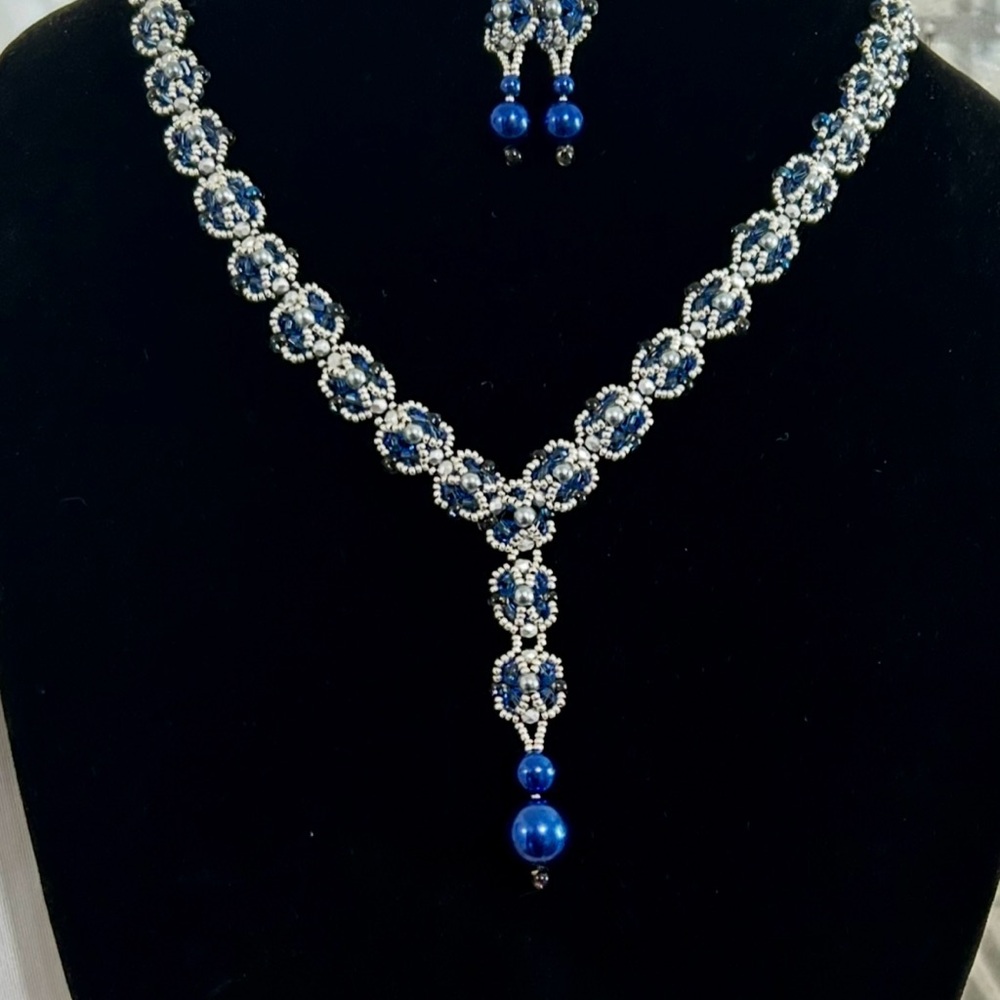 Blue and Silver Intricate Necklace